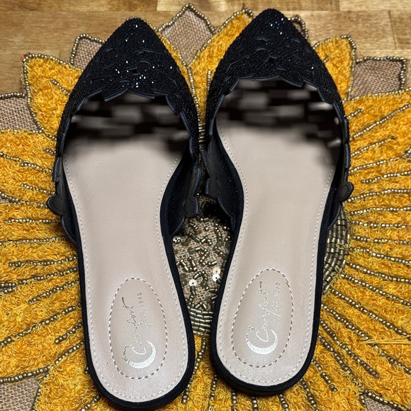 Caparros Black Floral Cutout Mules - Picture 3 of 9